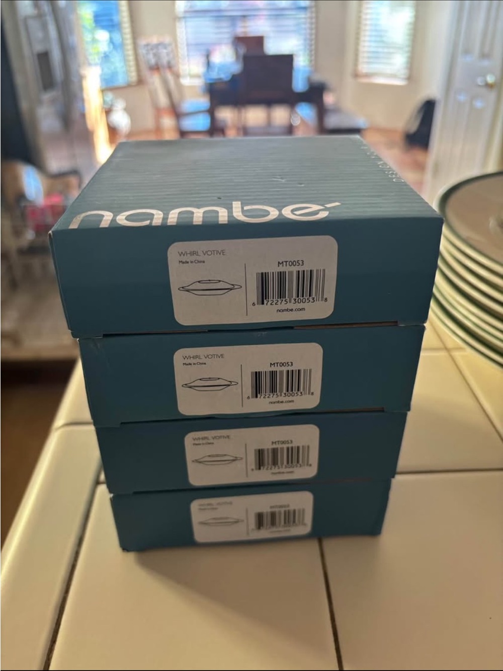 nambe Blue Whirl Votive Set of candle holders- Pack of 4